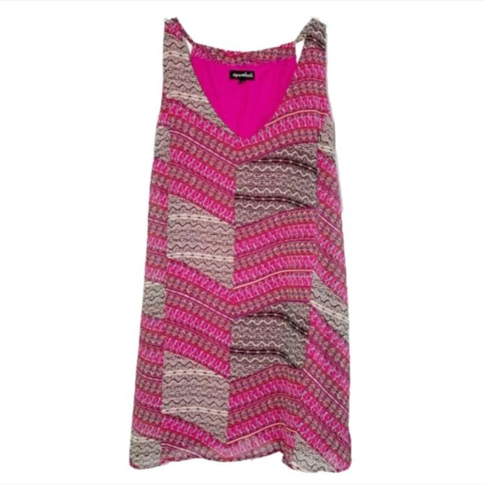 Sequin Hearts Summer Dress Pink Black Mixed Print Sleeveless Casual Dress Small